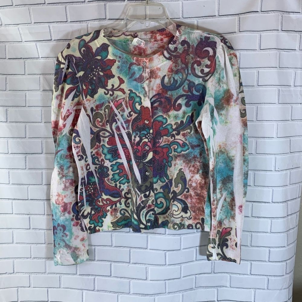 Daniel Benjamin‎ Swirl Pastel Print Cardigan Size M